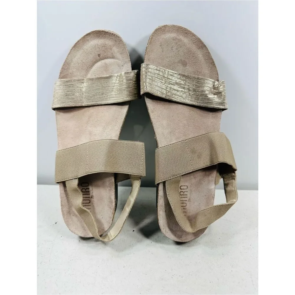 Munro American Pisces Strappy Sandals Womens 10W Casual Open Leather Gold